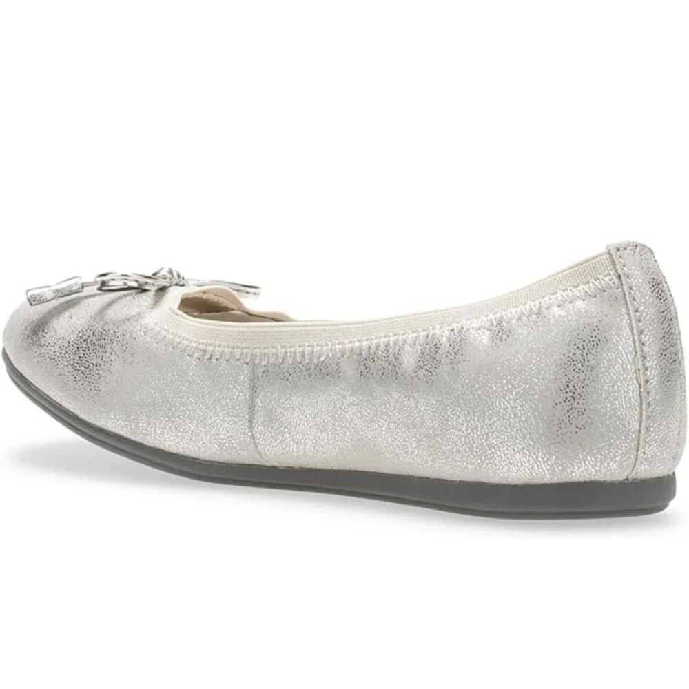 NEW Hush Puppies Josie Metallic Slip On Dress Ballet Flat Memory Foam Shoes Kids